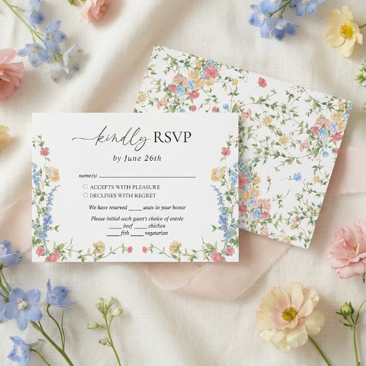 Wildflower Meadow Summer Wedding RSVP Karte