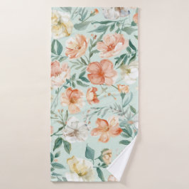Wildflower Meadow Watercolor Blue Floral Pattern Badehandtuch