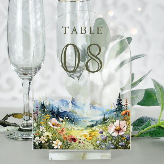 Wildflower Meadow Wedding Acrylic Table Number Acryleinladungen
