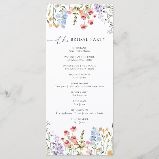 Wildflower Meadow Wedding Program Programm (Rückseite)