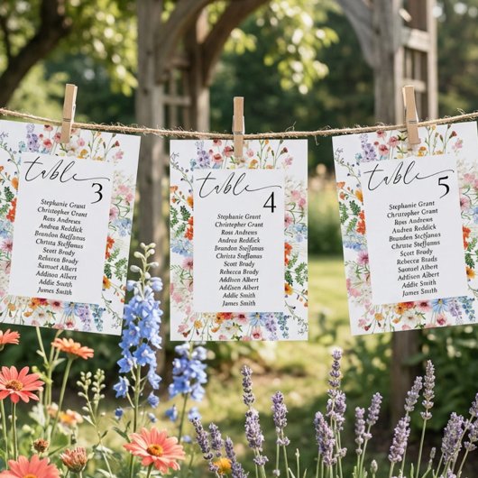 Wildflower Meadow Wedding Seating Chart Sign Cards Einladung