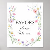 Wildflower Meadow Wreath Wedding Favors Sign Poster (Vorne)