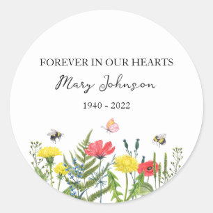 Wildflower Memorial Bestattung Runder Aufkleber