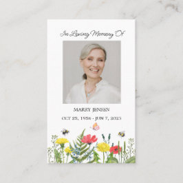 Wildflower Memorial Photo Funeral Prayer Card Visitenkarte
