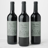 Wildflower Memorial Wine Label on Sage Green Weinetikett (Flaschen)