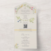 Wildflower Menu Ivory Wedding All In One Einladung (Innen Boden)