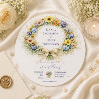 Wildflower Minimal Garden Romantic Wedding  Einladung