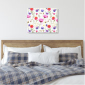 Wildflower Mix Premium Wrapped Canvas Leinwanddruck (Insitu (Schlafzimmer))