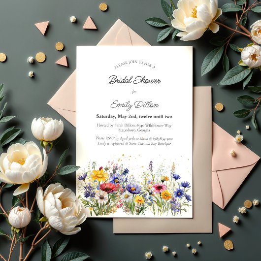 Wildflower Modern Boho Chic Bridal Shower Einladung