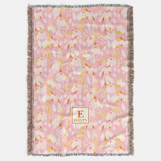 Wildflower Monogram Name Throw Blanket Decke