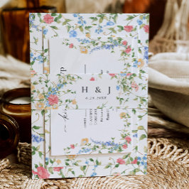 Wildflower-Monogramm-Hochzeit Einladungsbanderole