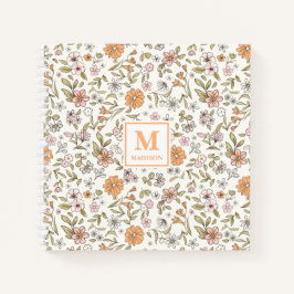 Wildflower-Monogramm-Notizbuch-Journal Notizblock