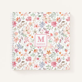 Wildflower-Monogramm-Notizbuch-Journal Notizblock