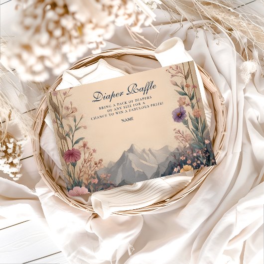 Wildflower Mountain Baby Shower Diapper Raffle  Begleitkarte