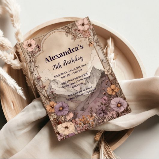 Wildflower Mountain Birthday Elegance Einladung