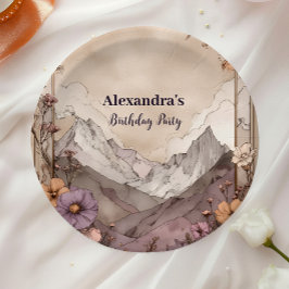 Wildflower Mountain Birthday Elegance Pappteller