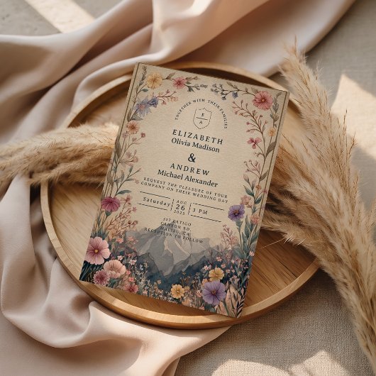 Wildflower Mountain Botanical Wedding Einladung