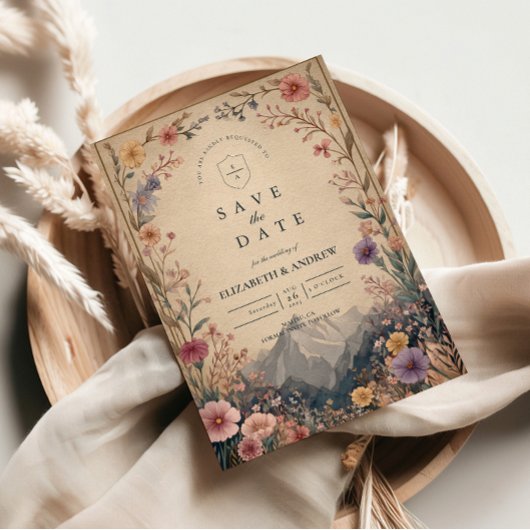 Wildflower Mountain Botanical Wedding Save The Date