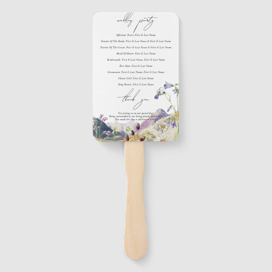 Wildflower Mountain Itinerary Wedding Program Fächer (Rückseite)