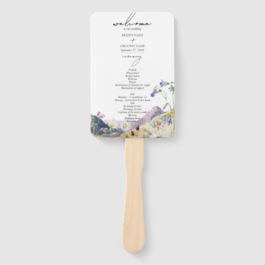 Wildflower Mountain Itinerary Wedding Program Fächer (Vorderseite)