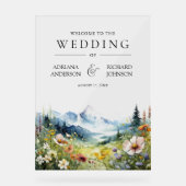 Wildflower Mountain Meadow Wedding Welcome Acrylschild (Vorderseite)