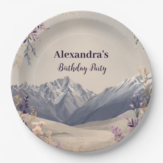 Wildflower Mountain Milestone Celebration Pappteller (Vorderseite)