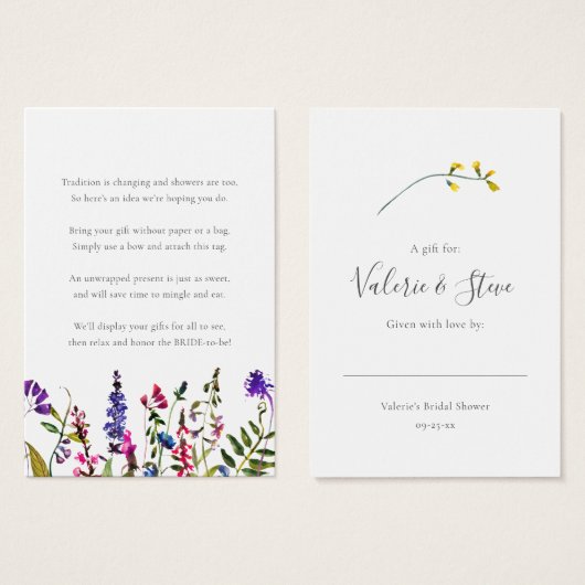 Wildflower No Wrap Shower display gift tag (Vorne & Hinten)