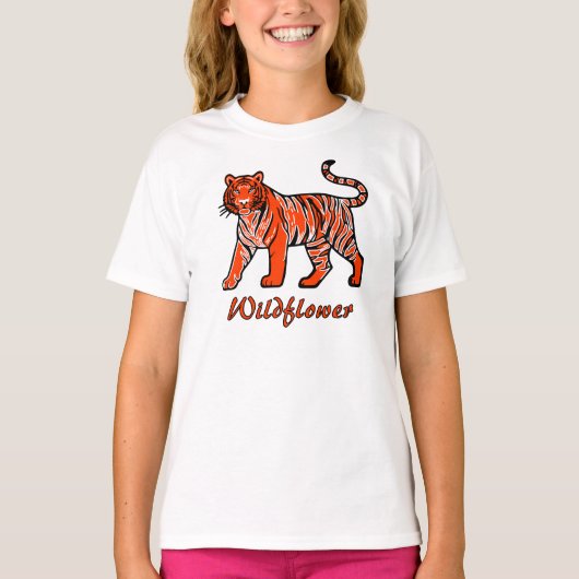 Wildflower Orange Tiger Kids T-Shirt (Vorderseite)