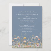 Wildflower Periwinkle Floral Wedding Einladung (Vorderseite)