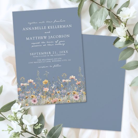 Wildflower Periwinkle Floral Wedding Einladung