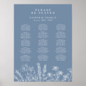Wildflower Periwinkle Wedding Seating Sign Poster (Vorne)