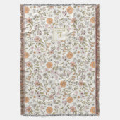 Wildflower-Personalisierte Namens-Monogramm-Wurfde Decke (Vorderseite Vertikal)