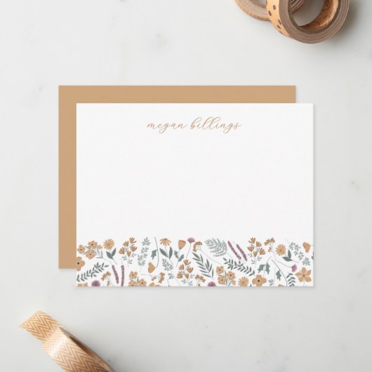 Wildflower Personalized Notecards - Thank You Card Mitteilungskarte (Vorderseite/Rückseite Beispiel)
