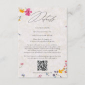 Wildflower Petal Elegant QR Code Wedding Details Begleitkarte (Vorderseite)