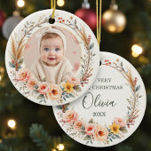 Wildflower Photo Baby First Christmas Keramik Ornament