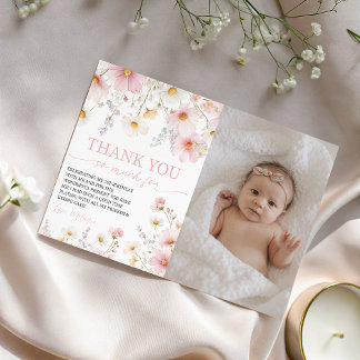 Wildflower Photo Birthday Thank You Card Einladung