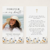 Wildflower Photo Forever Hearts Cross Prayer Card (Vorne & Hinten)