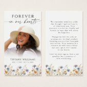 Wildflower Photo Forever In Our Hearts Prayer Card (Vorne & Hinten)
