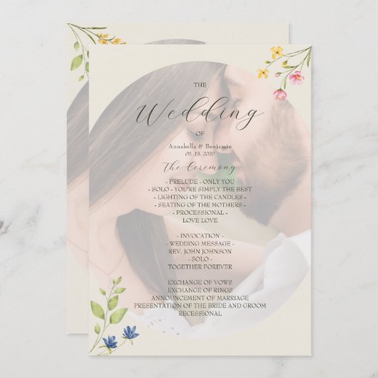 Wildflower Photo Wedding Program Programm (Vorne/Hinten)