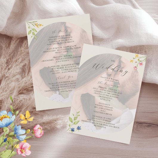 Wildflower Photo Wedding Program Programm