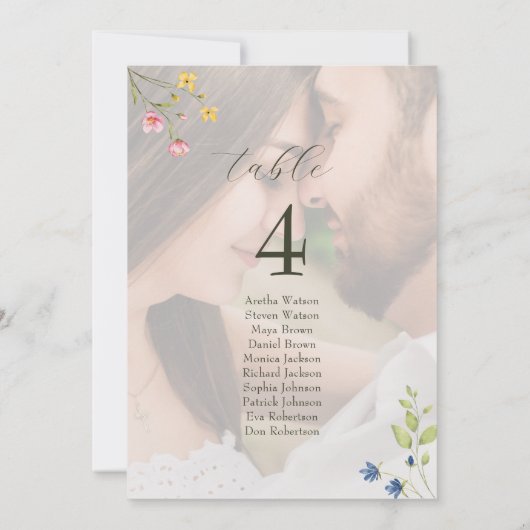 Wildflower Photo Wedding Seating Chart (Rückseite)