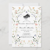 Wildflower Piano White Recital Invitation Einladung (Vorderseite)