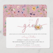 Wildflower Pink Baby Shower Invitation
