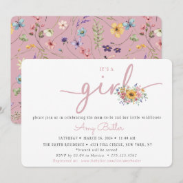 Wildflower Pink Baby Shower Invitation Einladung