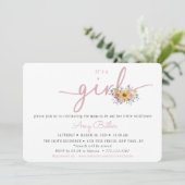 Wildflower Pink Baby Shower Invitation Einladung (Stehend Vorderseite)