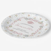 Wildflower Pink Bow Graduation Pappteller (Schrägansicht)