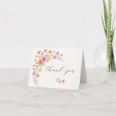 Wildflower Pink Orange Floral Wedding Dankeskarte (Vorderseite)