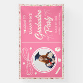 Wildflower Pink Striped Bows & Ribbons Graduation Banner (Vertikal)