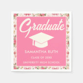 Wildflower Pink Striped Bows & Ribbons Graduation Serviette (Vorderseite)