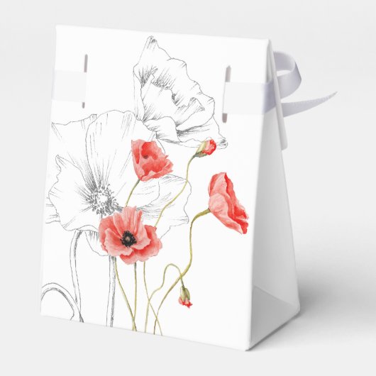 Wildflower Poppy Modern Bridal Shower Geschenkschachtel (Rückseite)